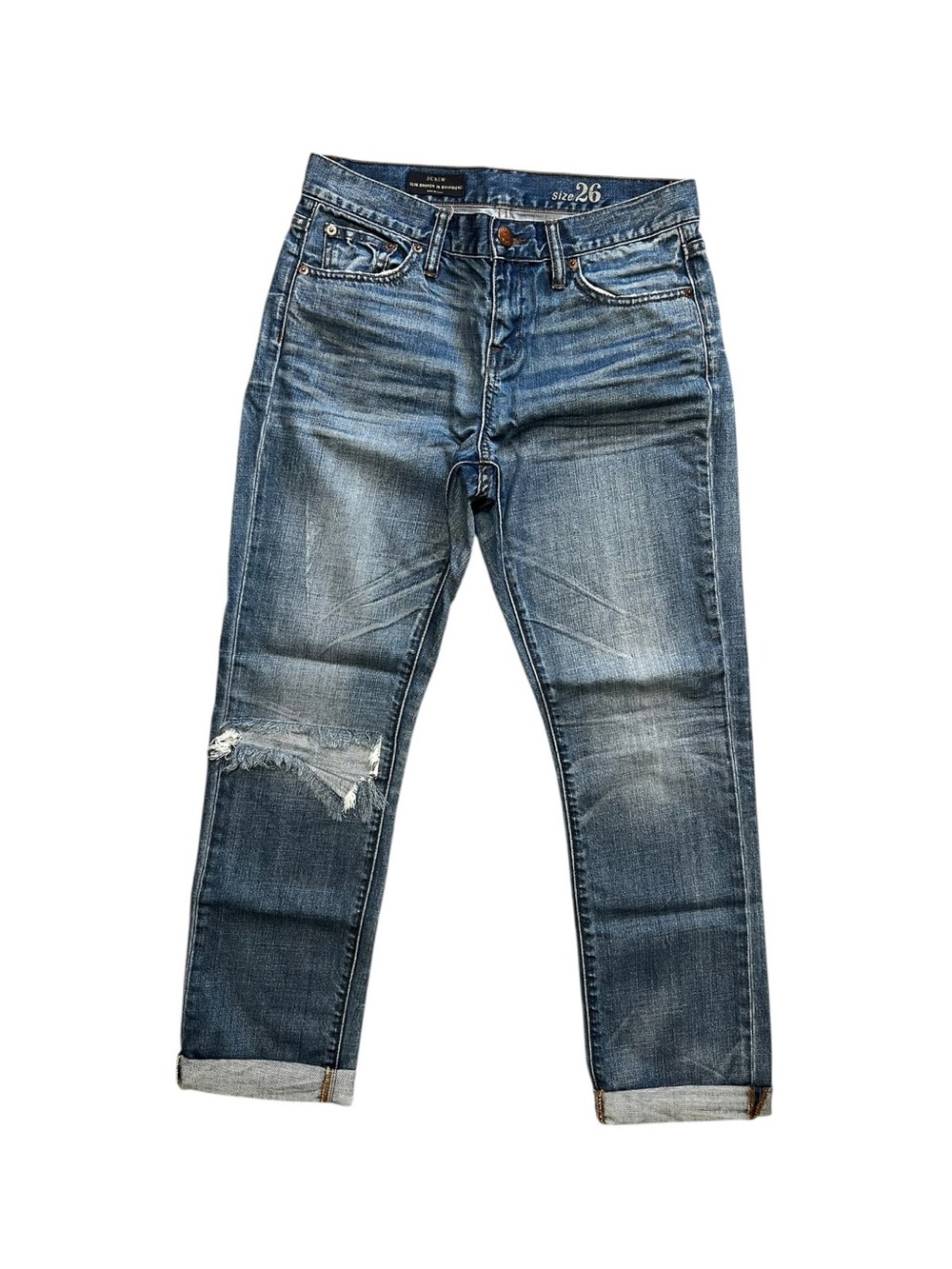J.Crew Slim Broken-In Boyfriend Jean Distressed Medium Wash Sz 26
